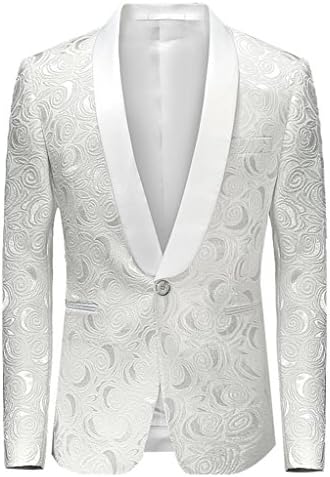 Vchomi Men's White Patterned Casual Sport Coat 4X-Large