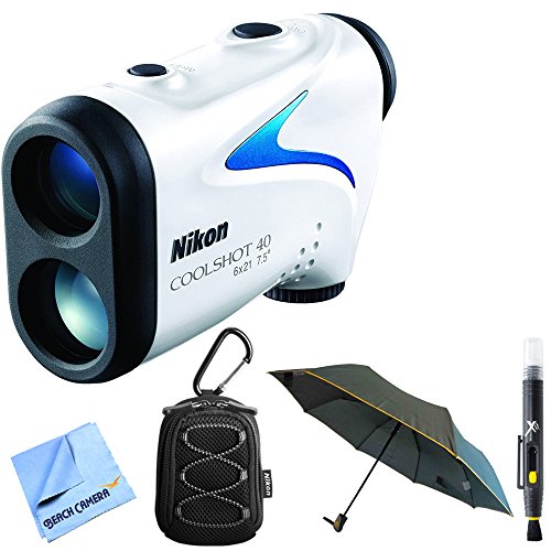 Nikon (16201) COOLSHOT 40 Golf Laser Rangefinder Bundle w/ Nikon All Weather Sport Case + Abbigliamento Sportivo SRL Deluxe Folding Umbrella + Lens Cleaning Pen