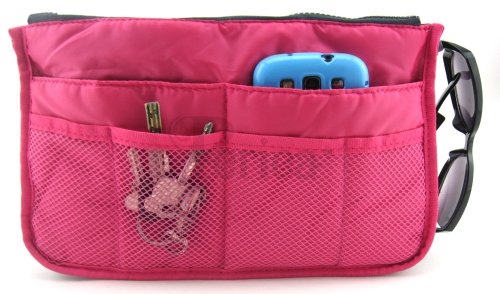 Periea Handbag Organizer, 12 Compartments - Chelsy (Bright Pink, Large)