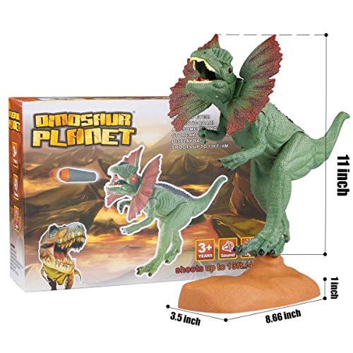 WOSTOO Dinosaurier Spielzeug Set, Katapult Mund Dinosaurier Realistische Jurassic Green Dinosaurier mit leuchtenden… – Bild 7