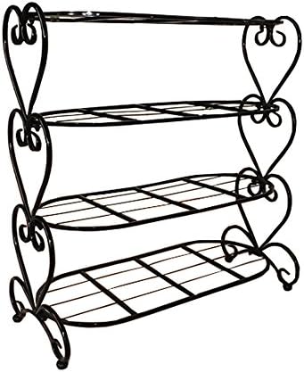 KIYHPYP Shoe Rack RetroStyle 4-Tier Metal iron art Shoe Rack Entryway Shoe Shelf Storage Organizer Tower Rack