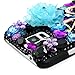 S5 Case - Mavis's Diary 3D Handmade Bling Crytal Luxury Full Diamond Case Music Note Blue Purple Flower Shiny Sparkly Glitter Mysterious Rhinestone Hard Black Cover for Samsung Galaxy S5 SM-G901