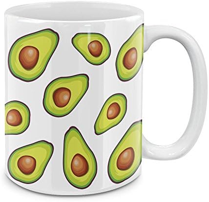 MUGBREW 11 OZ Coffee Mug Fruits Vegetables Kitchenware Designs, Avocados Pattern