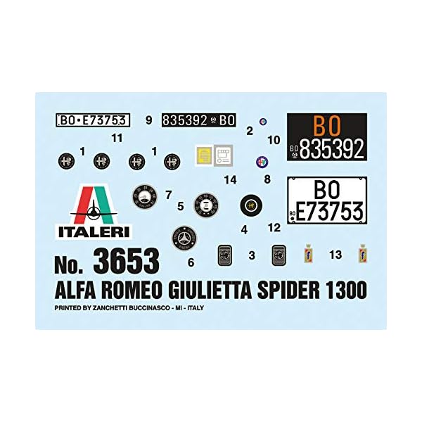 ITALERI 3653S - 1:24 Alfa Romeo Giulietta Spider 1300 , Modellbau, Bausatz, Standmodellbau, Basteln, Hobby, Kleben, Plastikbausatz, detailgetreu, Unlackiert – Bild 7