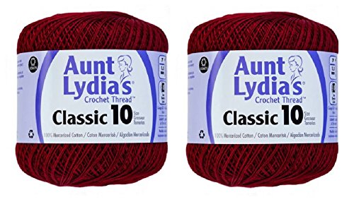Coats Crochet Aunt Lydia's Crochet Thread, Cotton Classic SIze 10, Burgundy (2-Pack) - Thumbnail 2