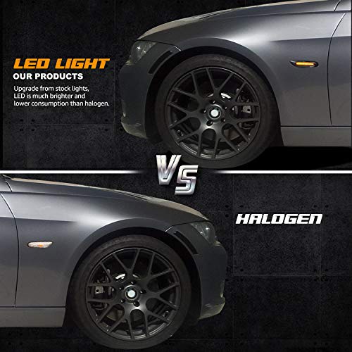 RUXIFEY LED Side Marker Turn Signal Lights Compatible with BMW E90 E91 E92 E93 E46 E53 X3 E83 X 1 E84 E81 E82 E87 E88, Smoked Lens, Pack of 2 - Thumbnail 2