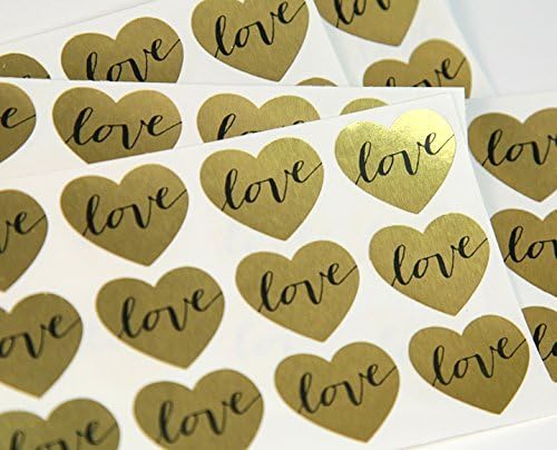 Heart Stickers LOVE print 1" wide - self adhesive stickers variety colors - 25-pk