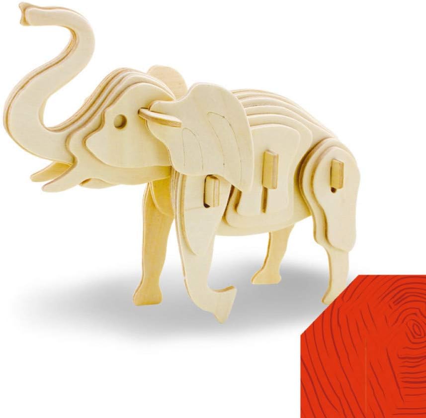 DIY Hand Assembled Model 3D Three-Dimensional Puzzle Children's Educational Cartoon Puzzle Wooden Toys (a Group of Five, a Group of shipments), JP215 Elephant (Random Five)