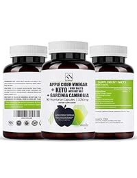 Natural Apple Cider Vinegar Pills 90 Capsules & BHB Salts & Garcinia Cambogia Extract Keto Diet Pills with...