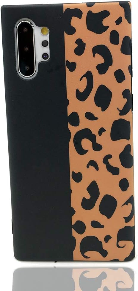 HUIYCUU Case for Galaxy Note 10+ Plus/Pro Case, Soft Slim Fit TPU Leopard Print Design Pattern Shockproof Bumper Cover Case for Girl Women Compatible with Samsung Galaxy Note 10 Plus, Black Brown
