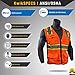 KwikSafety - Charlotte, NC - BIG KAHUNA Safety Vest [11 Pockets] Class 2 ANSI OSHA Reflective High Visibility Heavy Duty Surveyor Construction Lightweight Industrial Work Gear/Orange Large