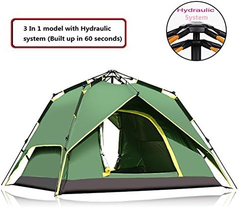 RioRand 2-3 Person 3-In-1 Model With Automatic Hydraulic System Backpacking Tents, Army Green