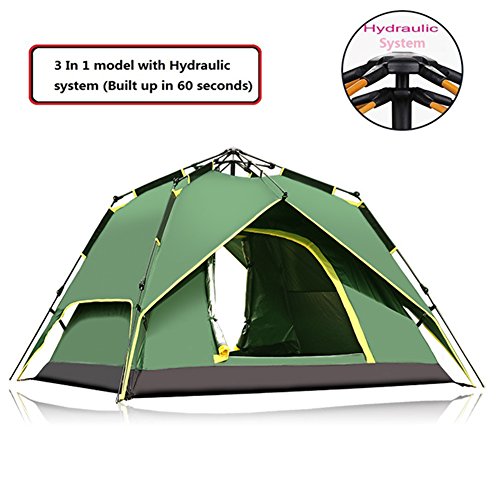 RioRand 2-3 Person 3-In-1 Model With Automatic Hydraulic System Backpacking Tents, Army Green