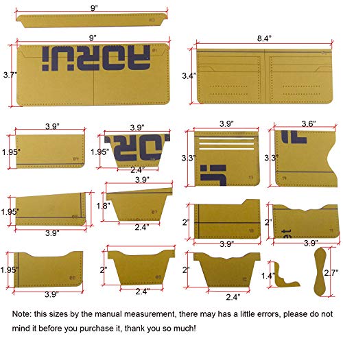 Hanperal 16pcs Clear Acrylic Wallet Pattern Stencil Template Set Leather Acrylic Template Leather Craft DIY Tool