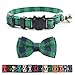 Cat Collar Breakaway with Bell and Bow Tie, Plaid Design Adjustable Safety Kitty Kitten Collars(6.8-10.8in) (Green Plaid)