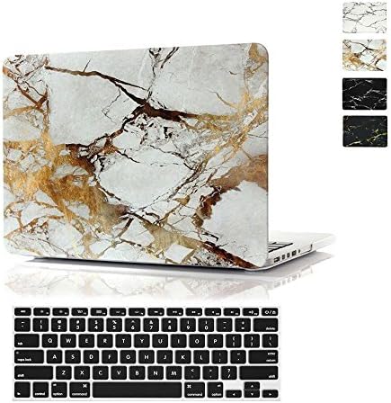 RYGOU 2 in 1 Marble Pattern Rubberized Hard Case Soft Touch Skin with Keyboard Cover for Apple Macbook Retina 13.3 inch Model: A1502&amp;A1425