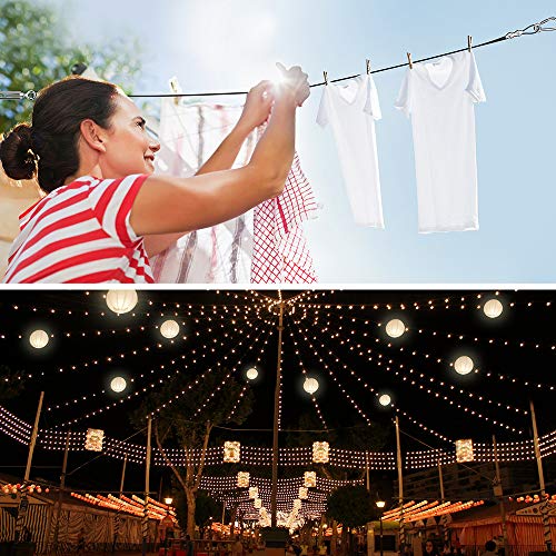 Upgrade Stainless Steel Globe Lights Hanging Kit,String Light Suspension Kit,Outdoor Light Guide Wire,Include 164 FT Wire Rope Cable,Turnbuckle and Hooks