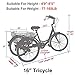 H&ZT Adult Tricycle 1-Speed Trike Cruiser Bike 3 Wheeled Bicycle w/Large Basket and Maintenance Tools, Men’s Women’s Cruiser Bicycles (Yellow, 1 Speed, 16″)thumb 4