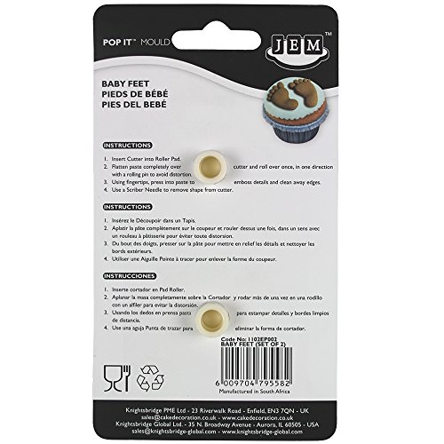 JEM Cutters 1102EP002 Pop It-Baby Feet Decorative Cupcake Topper, White