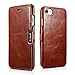 ICARERCASE iPhone 8 Case iPhone 7 Leather Case, Genuine Vintage Leather Side Open Case in Slim Thin Design, Flip Folio Style Cover with Magnetic Closure for Apple iPhone 7/8 4.7 Inch (Brown)