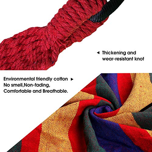image for Anyoo Single Cotton Outdoor Hammock Multiples Load Capacity Up to 450 