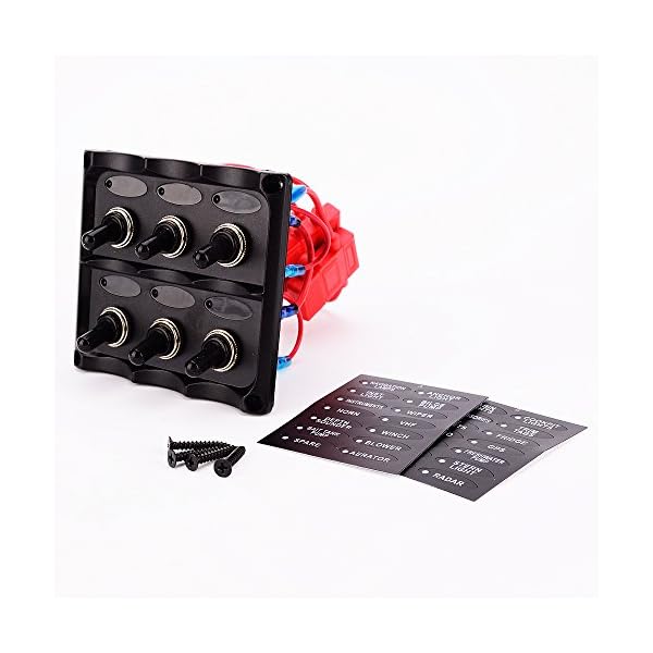 Iztoss-Marine-Electric-Blue-LED-Toggle-Switch-Panel-5-Gang-with-Power-Socket-Panel-12V