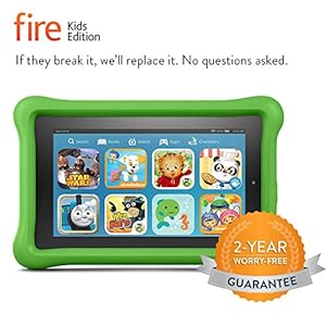 Fire Kids Edition Tablet, 7" Display, Wi-Fi, 8 GB, Green Kid-Proof Case
