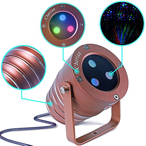 Cheriee Laser Christmas Lights Outdoor Projector Light Star Moving Laser Show Red, Green and Blue Holiday Light Waterproof Landscape Spotlight Aluminum Garden Decorations
