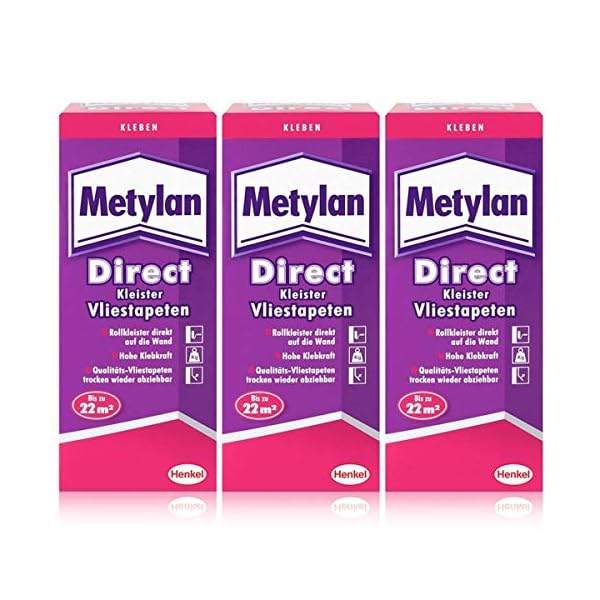 Henkel Metylan Direct Tapetenkleister für Vlies-Tapeten 200g (3er Pack)