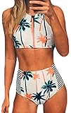 Generic Womens Sexy Coconut Tree Printed Bikini Set Swimsuit