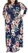 Delcoce Empire Waist Flower Floor-Length Sleeve Pocket Floral Plus Size Maxi Dresses 4XL