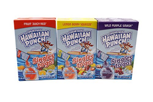 Hawaiian Punch Singles To Go Fruit Juicy Red, Lemon Berry Squeeze, Wild Purple Smash Flavor Low Calorie Drink Mix â€“ 6pk