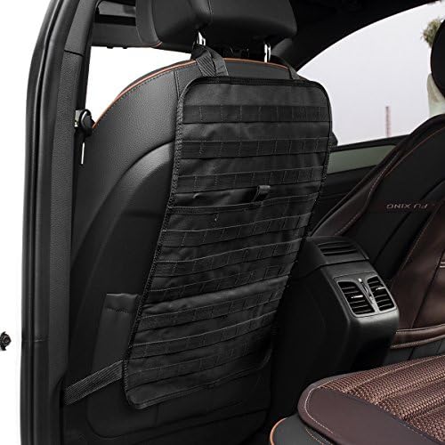 Tactical MOLLE Car Seat Back Organizer，Universal Seat Cover Case Vehicle Panel Car Seat Cover Protector (Black)