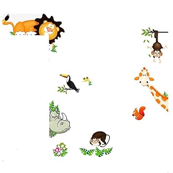 Kinderzimmer Wandbild Wand Tatoo Mit Zoo Dschungel Giraffe Am Fenster