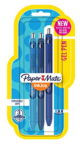 Paper Mate InkJoy Gel Pens, Medium Point, Blue Assorted, 3 Count