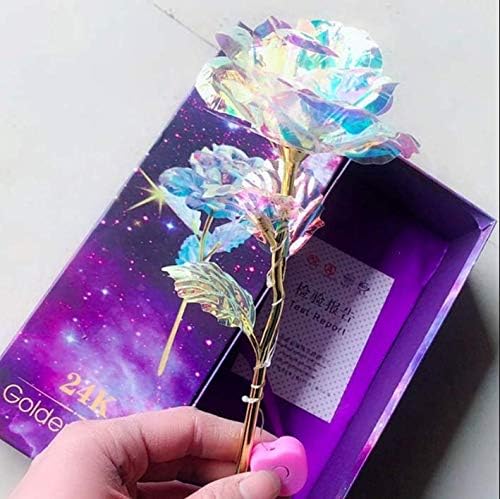 SKYLOFTS Artificial 24k Foil Plated Luminescent Flowers And Gift Box (Black Gift Box)