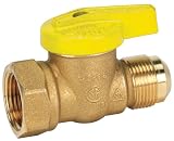 Homewerks VGV-1LH-R2B Premium Gas Ball Valve, Female Thread x Flare, Brass, 1/2-Inch FIP x 3/8-Inch FL