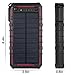 Solar Charger,10000mAh Solar Power Bank Portable External Backup Battery Pack Dual USB Solar Phone Charger with 2LED Light Carabiner and Compass for Your Smartphones (YD-809 Red)