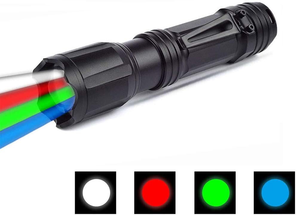 LED Torch with Red Green White Blue Light, BESTSUN 4 Color in 1