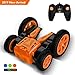 Lanpn Remote Control Cars for Kids 1:24 4WD RC Stunt Car Toy, 2.4GHz Rechargeable Hobby RC Crawlers, Double Sided Rotating with Led Head-Lights, Birthday/Christmas for Boys/Girls (Brown)