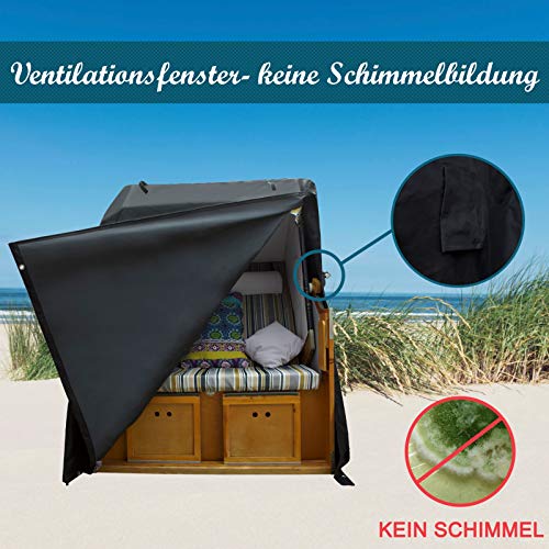 GreenEcho® Strandkorb Schutzhülle L - 135cm Breit - mit Belüftungsöffnungen, Wasserdicht, Winddicht,Reißfest 600d Oxford… – Bild 5