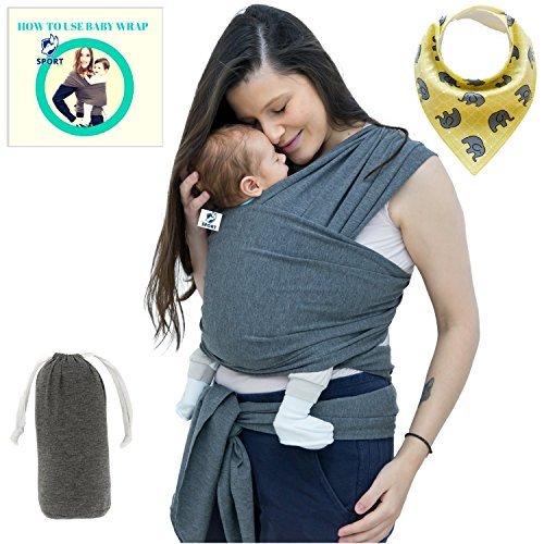 Baby Wrap Carrier For Boys and Girls By SSL Gender Neutral Baby Sling Carrier For Infants Suitable For Both Moms and Dads With Carry Pouch and Bandana Drool Bib