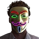 Neon Nightlife Men's Light Up V for Vendetta, Guy Fawkes Mask, One Size, Multicolor