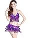 ZLTdream Women's Belly Dance Costume Bra Top with Chest & Hip Scarf with Fringe