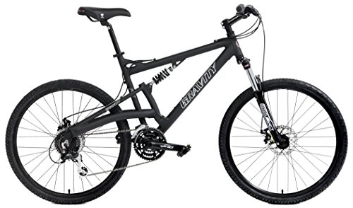 2020 Gravity FSX 2.0 Dual Full Suspension Mountain Bike with Disc Brakes (Matt Black with Black Wheels, 15inch)