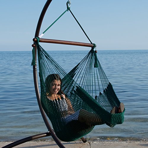 Caribbean Hammock Chair with Footrest - 40 inch - Soft-spun Polyester - (Green)