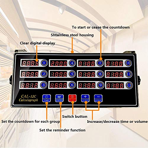 Zz Pro home 12 Channels Digital Kitchen Timer Reminder Burger Cooking Timming Loud Alarm Stainless Steel LED Display For Commercial Restaurant