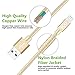 BCXY Nylon Braided Cable for iPhone Charger, 3PACK 3FT/6FT/10FT USB Charging Cord for iPhone X/ 8/8 Plus/ 7/7 Plus/ 6/6 Plus/ 5/ 5S/ iPad iPod (Gold)