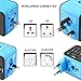 Travel Adapter, Universal International World Travel Power Adapter Dual USB 2.4A Plug Charger Adapter All in One for EU, UK, US, AU, Italy and other 150 countries (Blue 2usb)