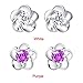 Voberry Newest Fashion 925 Sterling Silver Plated Rose Flower Shaped Austrian Crystal Stud Earrings for Women Ladies Gift (Purple 1)